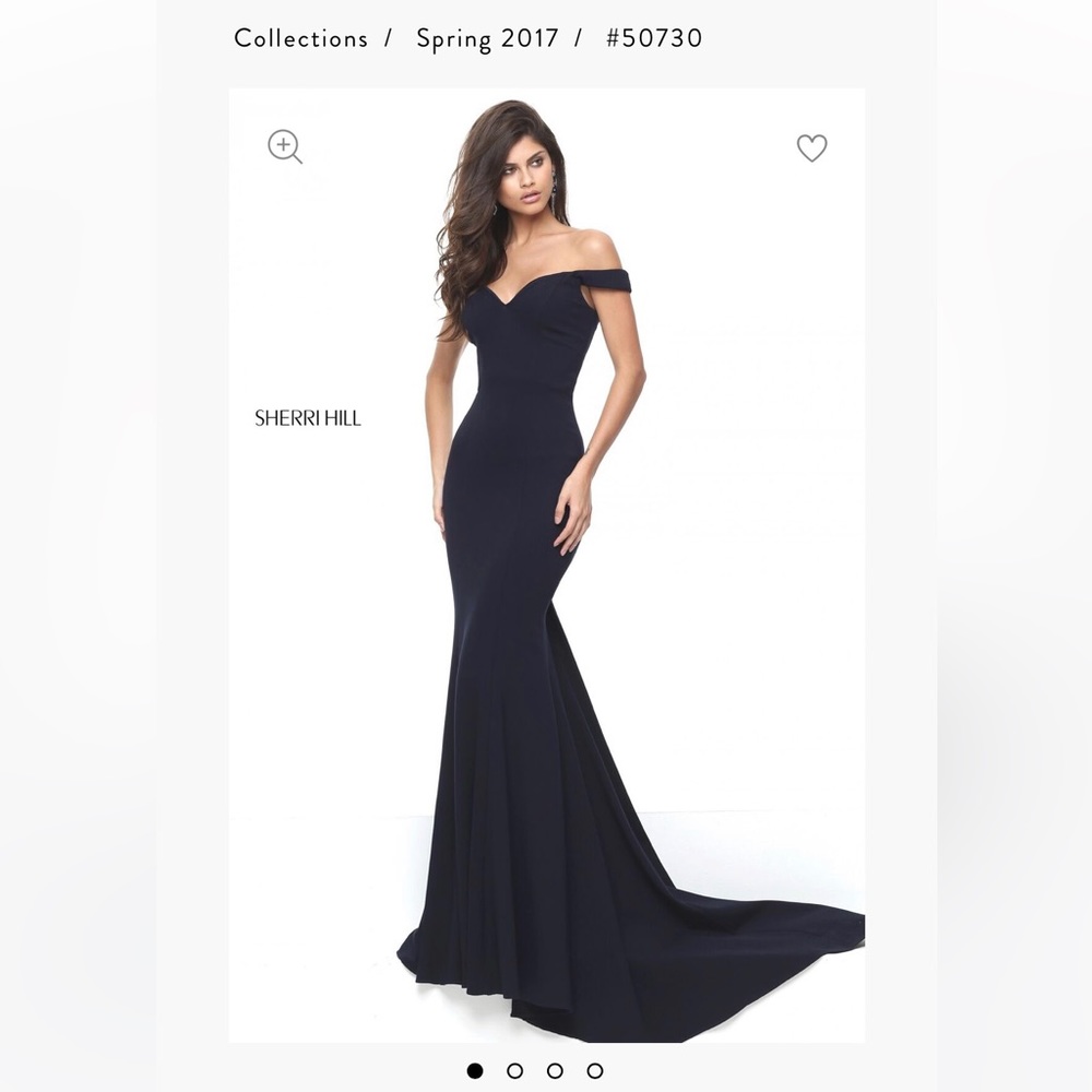 NAVY OFF THE SHOULDER SHERRI HILL PROM HOMECOMING MERMAID DRESS 50730